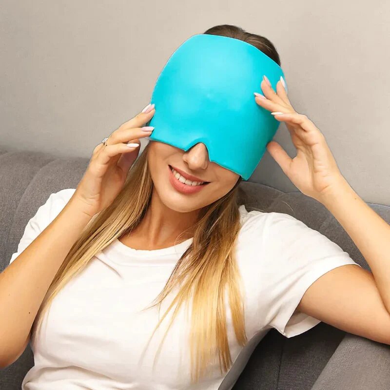 ToucaThermo ® - Touca com gel para o alívio da enxaqueca azul
