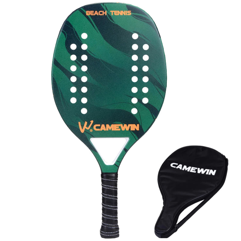 Raquete de Beach Tennis Camewin Original de Fibra de carbono e Fibra de vidro verde