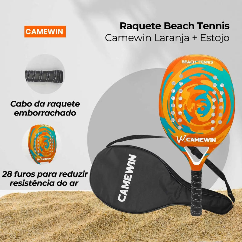 Raquete de Beach Tennis Camewin Original de Fibra de carbono e Fibra de vidro
