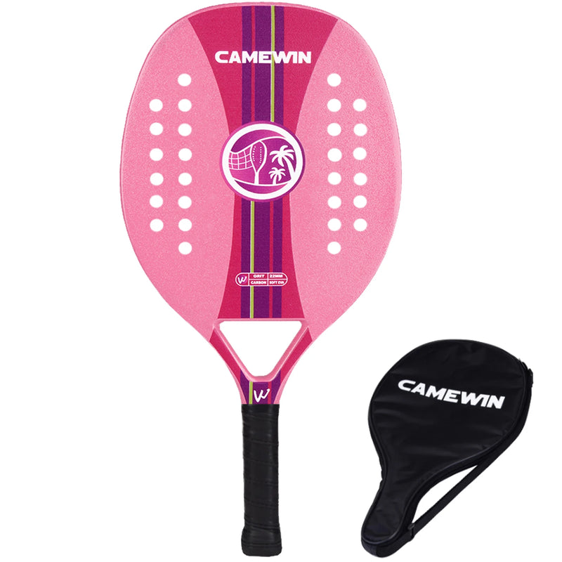 Raquete de Beach Tennis Camewin Original de Fibra de carbono e Fibra de vidro rosa