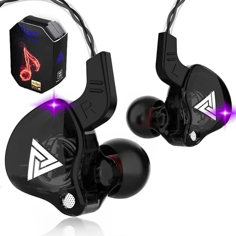Fone de Ouvido com Fio e Microfone, Driver de Cobre, Estilo Esportivo, HiFi Ergonômico preto