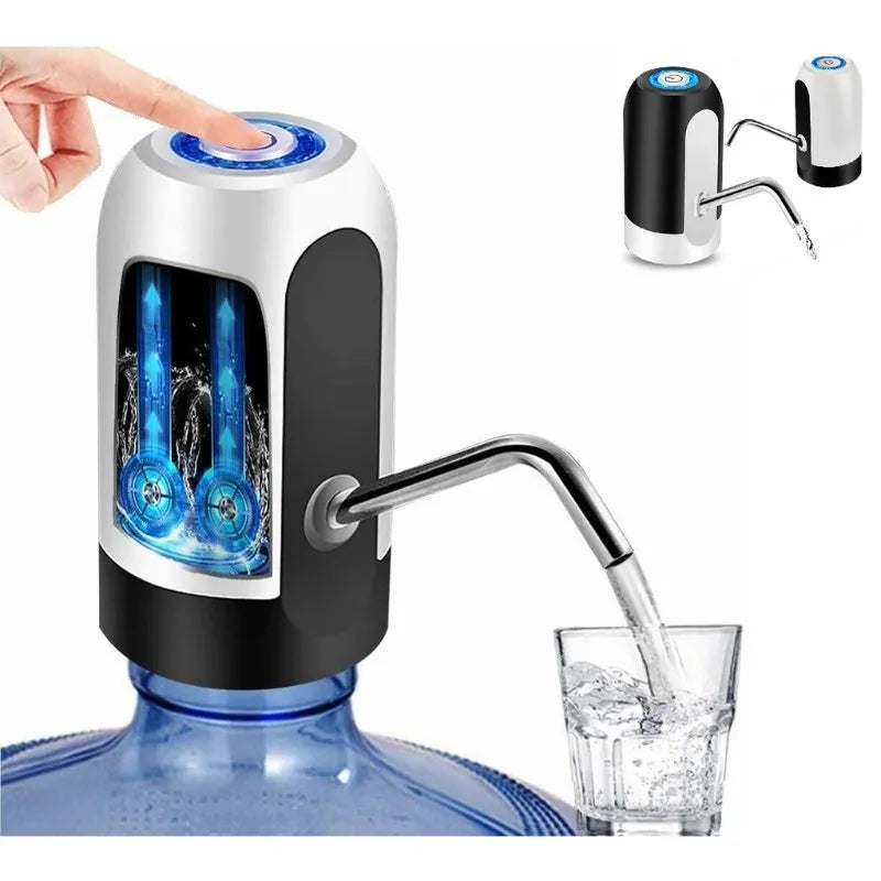 A Bomba de Água Elétrica em funcionamento, encaixada em um galão de 20 litros, demonstrando sua praticidade e eficiência. Veja como ela facilita o abastecimento de água com um simples toque, tornando seu dia a dia mais conveniente e refrescante!