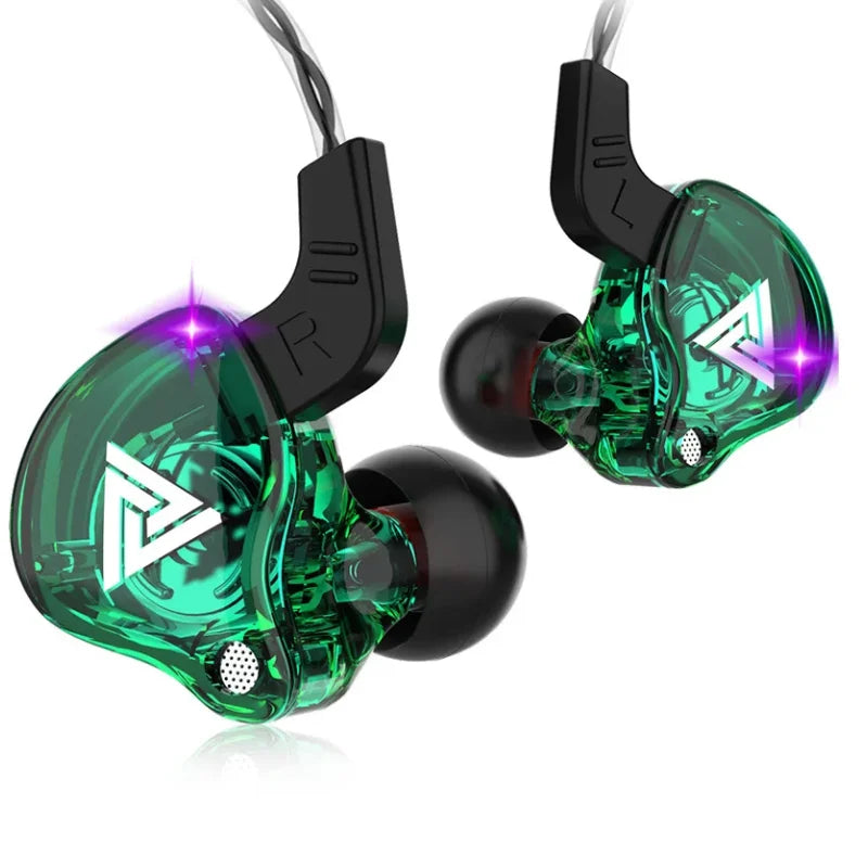 Fone de Ouvido com Fio e Microfone, Driver de Cobre, Estilo Esportivo, HiFi Ergonômico verde