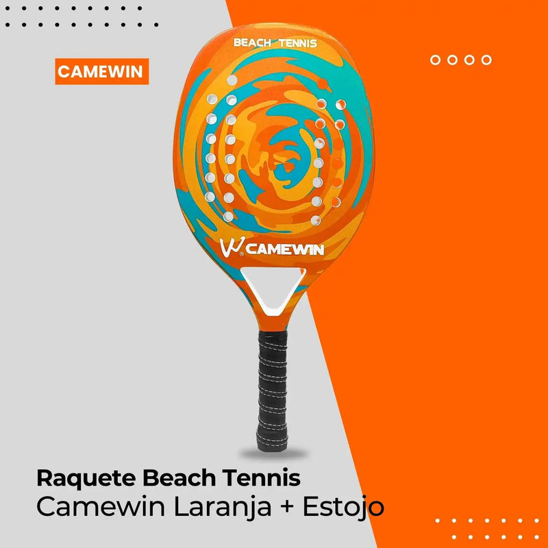 Raquete de Beach Tennis Camewin Original de Fibra de carbono e Fibra de vidro laranja