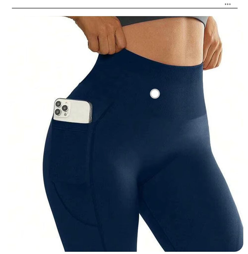 Calça Legging Cintura Alta com Bolso azul
