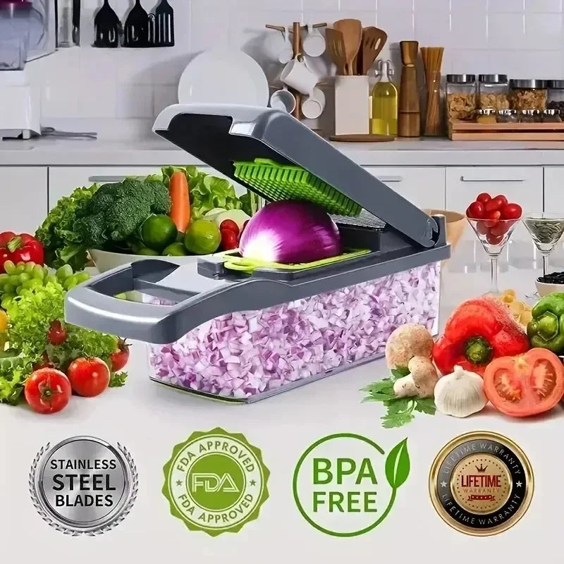 Cortador de Legumes Multifuncional 12 em 1 da LabelExpress