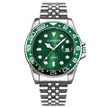 Relógio CURDDEN 6582 com Pulseira de metal prata e mostrador verde.