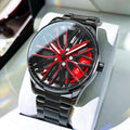 Relógio Esportivo OLEVS Pro - Roda de Aço com pulseira de metal, Vermelho.